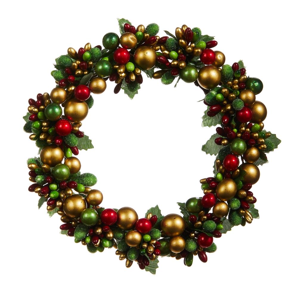 RAZ Imports 6.5" Beaded Berry Mini Wreath-Candle Ring