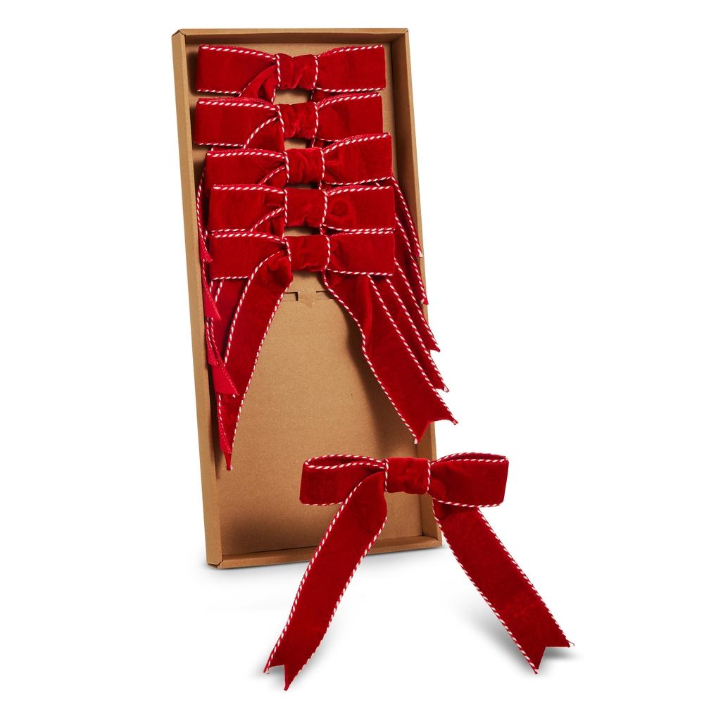 RAZ Imports 6.5" Box of Red Bow with Peppermint Trim Ornaments