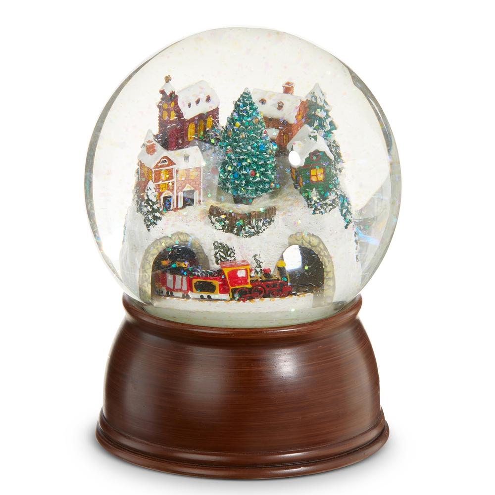 RAZ Imports 6.5" House and Train Musical Water Globe