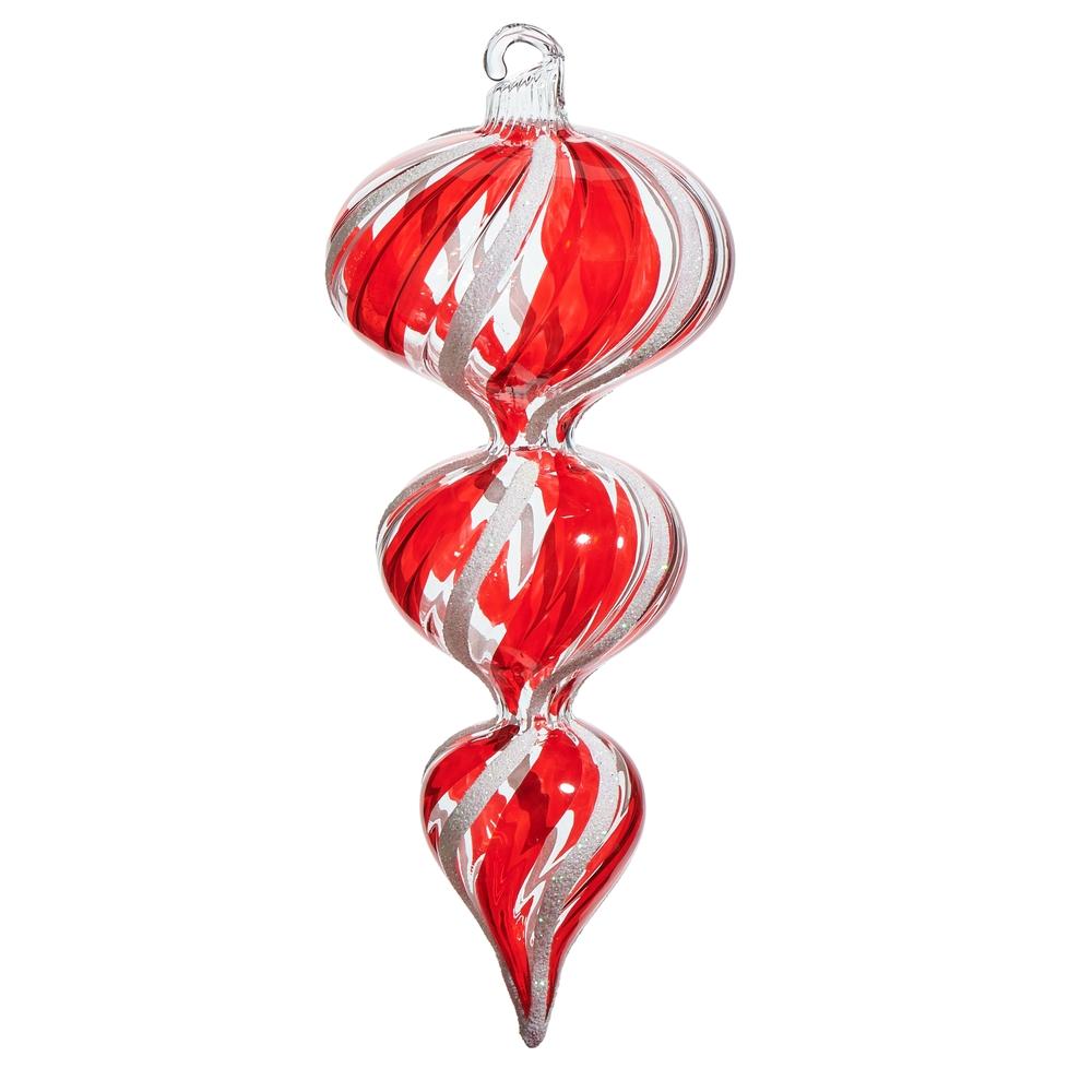RAZ Imports 6.5" Peppermint Finial Blown Glass Ornament