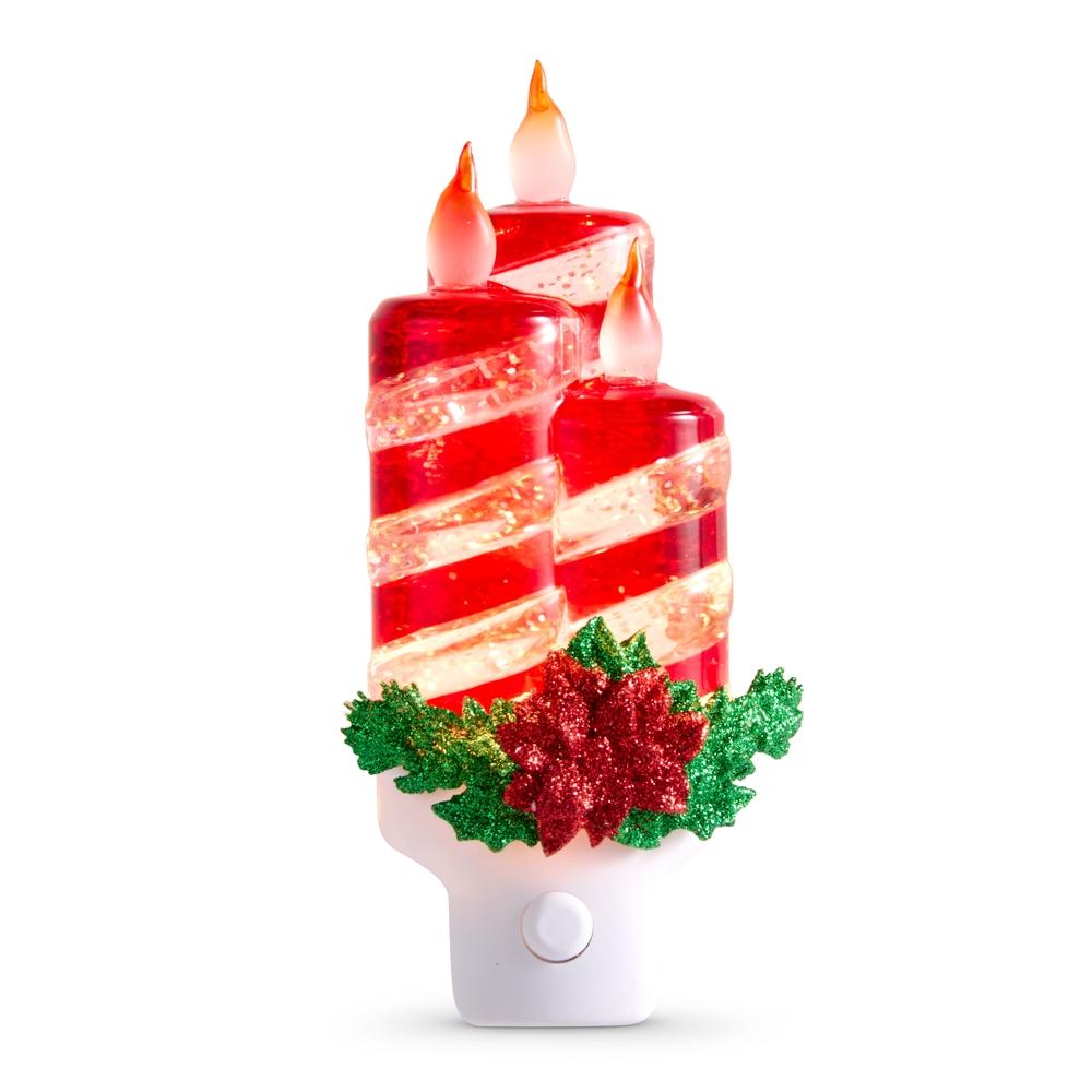 RAZ Imports 6.5" Swirling Glitter Peppermint Candle Night Light