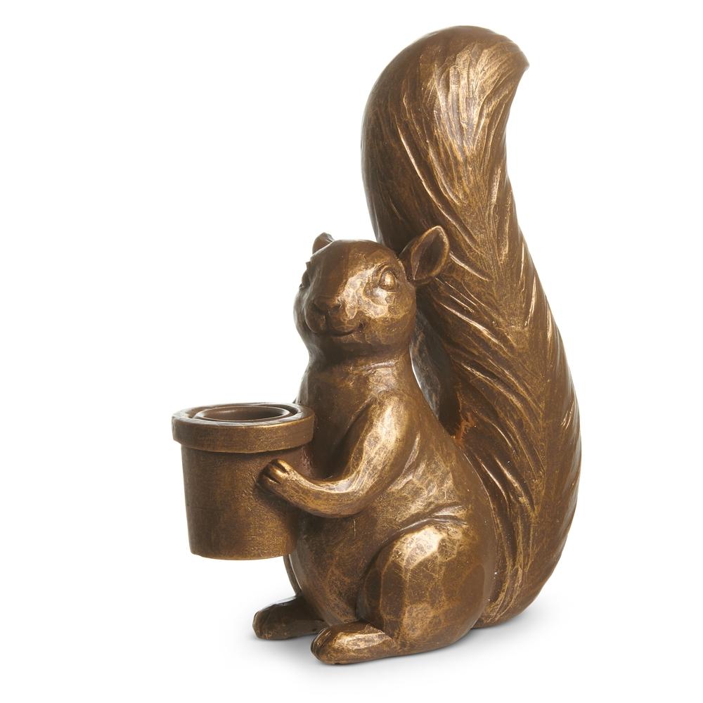 RAZ Imports 6.75" Antique Gold Squirrel Candlesticks