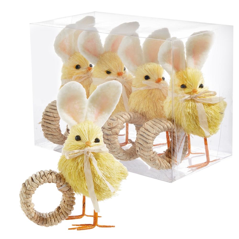 RAZ Imports 6" Box of Chicks with Bunny Ears Napkin Rings