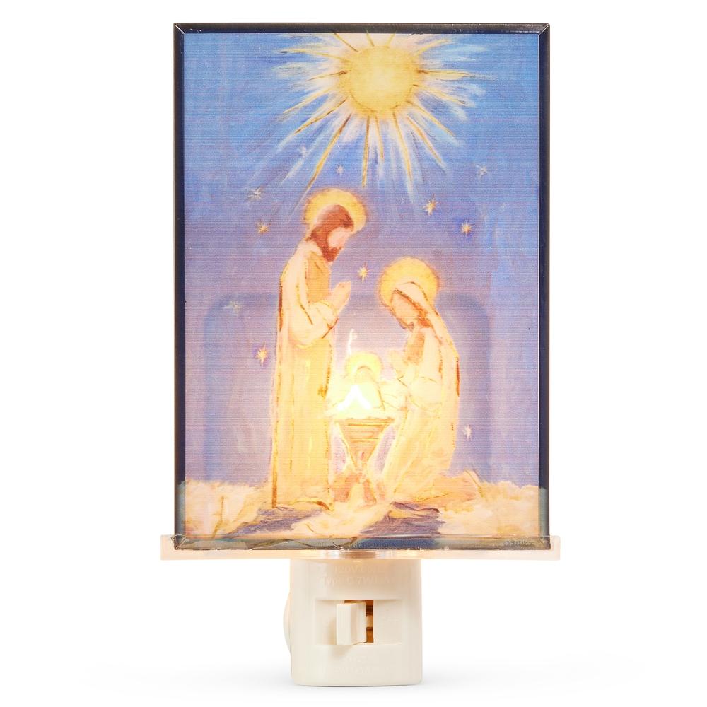 RAZ Imports 6" Holy Family Stained Glass Night Light