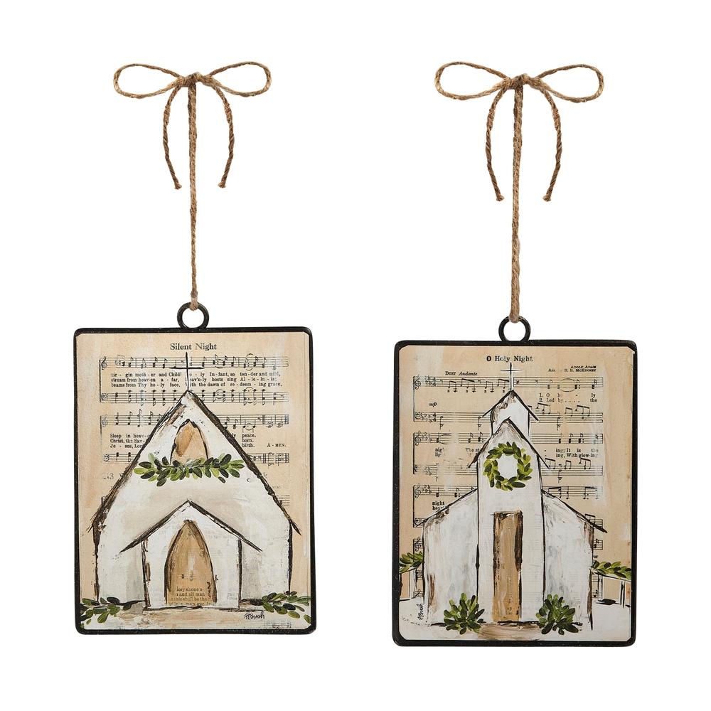 RAZ Imports 6" Music Sheet Church Rectangle Ornament