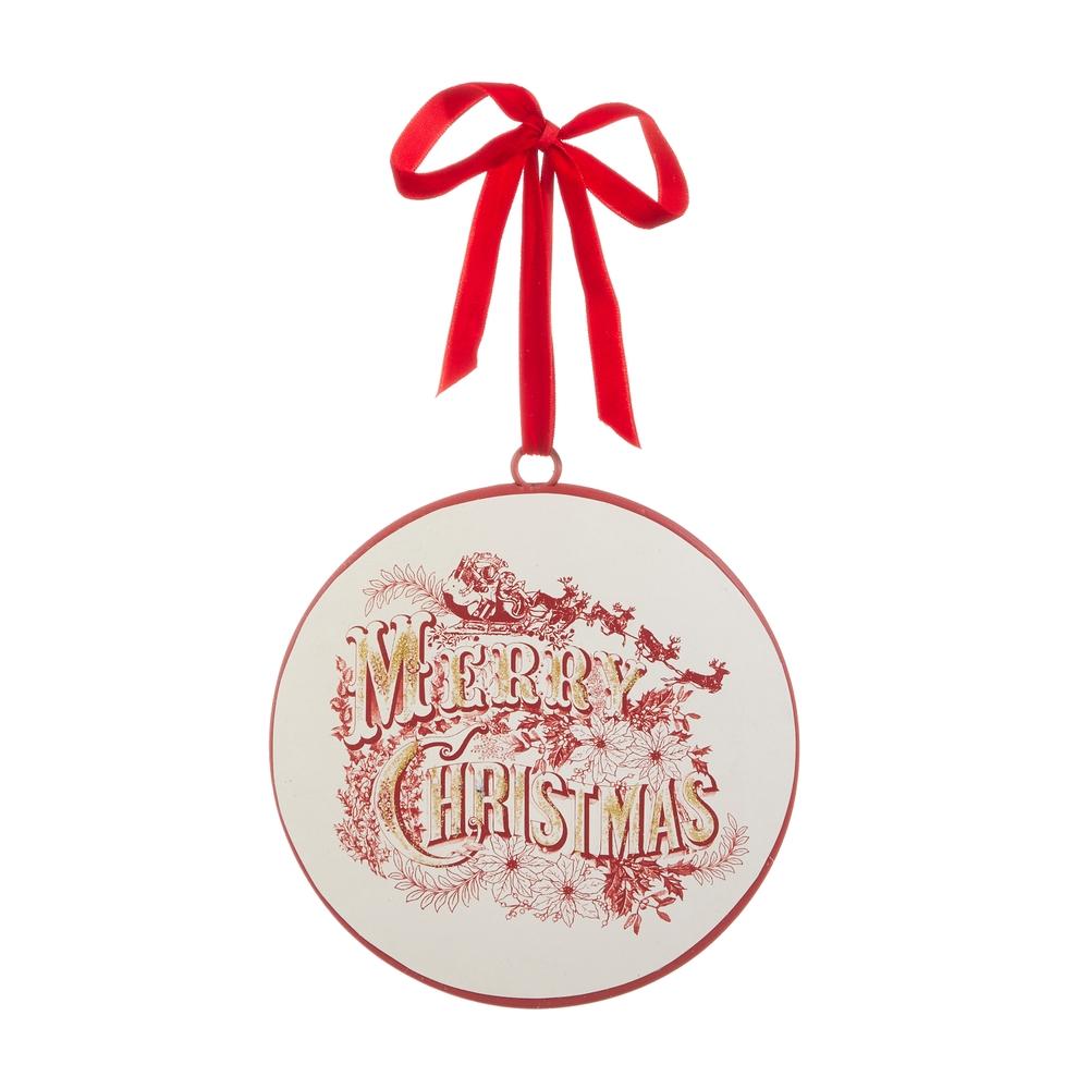 RAZ Imports 6" Vintage Merry Christmas Disc Ornament