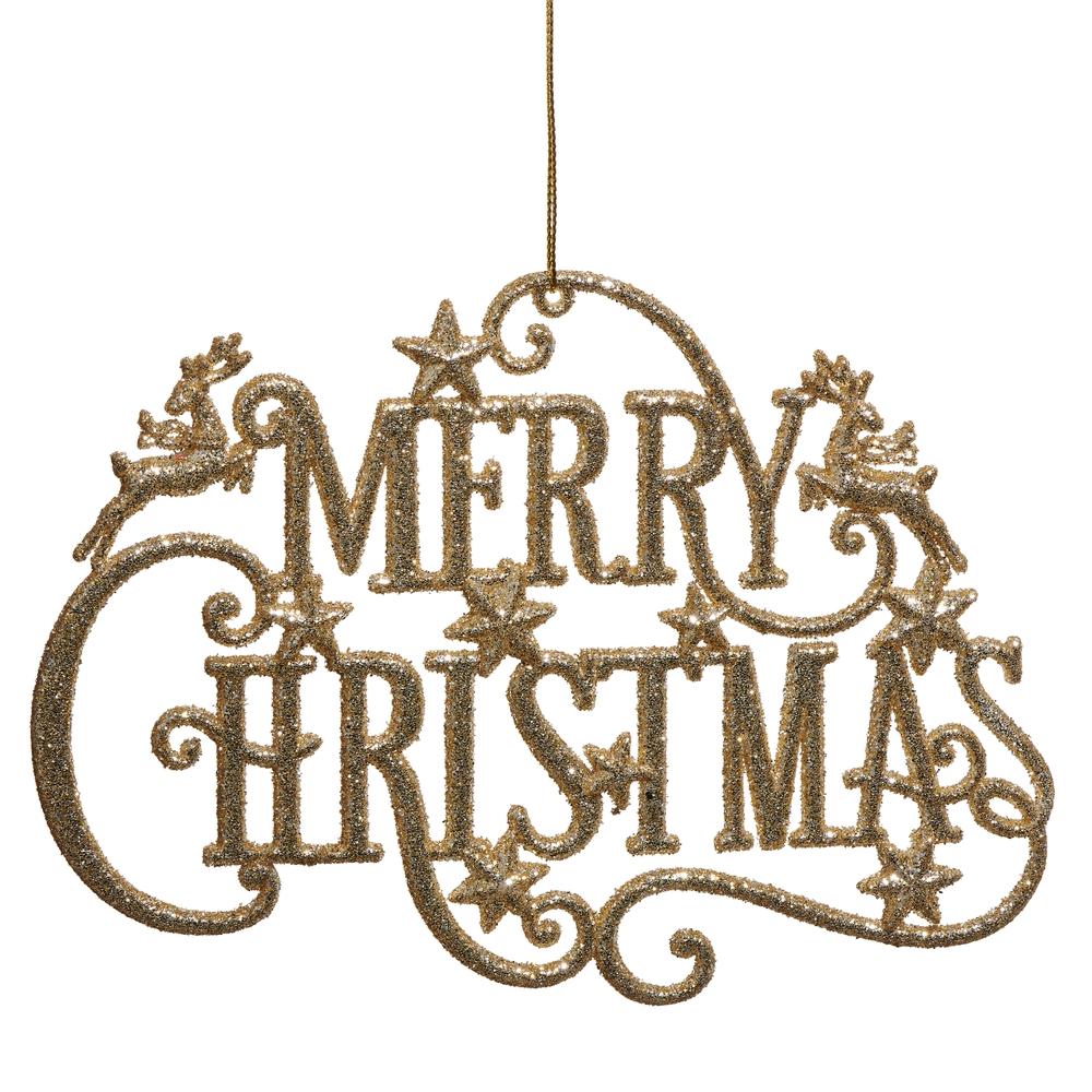 RAZ Imports 7.25" Gold Glitter Merry Christmas Ornament