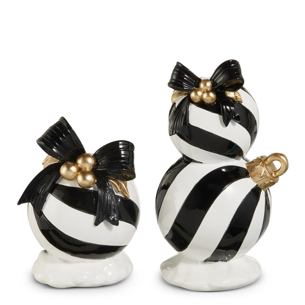 RAZ Imports 7.5" Black and White Stripe Ornament Candle Holders
