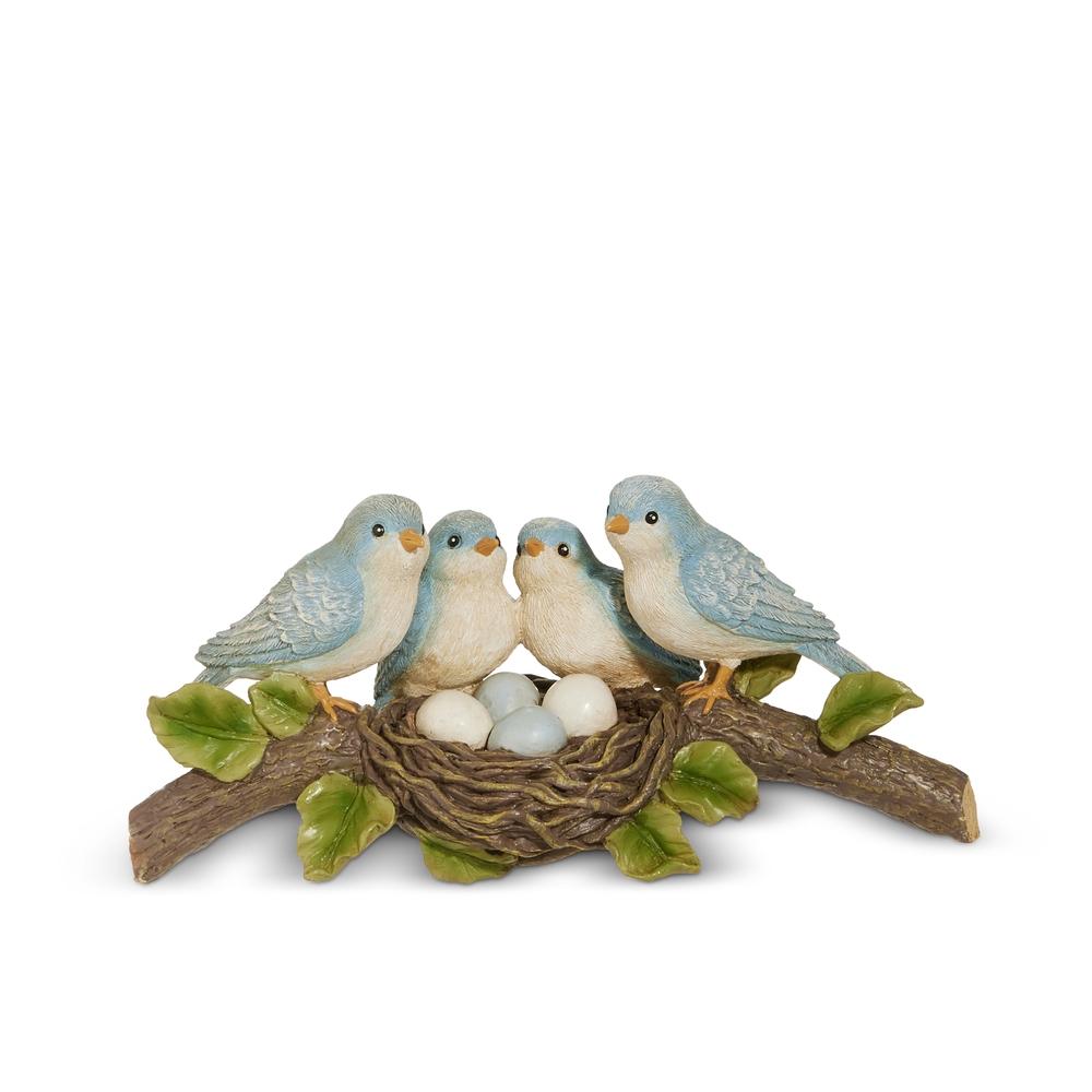 RAZ Imports 7.5" Blue Bird Family on a Nested Branch