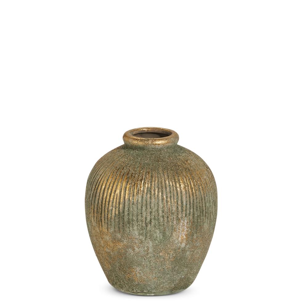 RAZ Imports 7.5" Distressed Gold Concrete Finish Vase