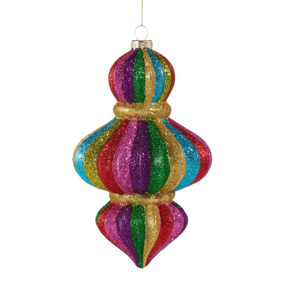 RAZ Imports 7.5" Multicolor Stripe Glitter Finial Ornament
