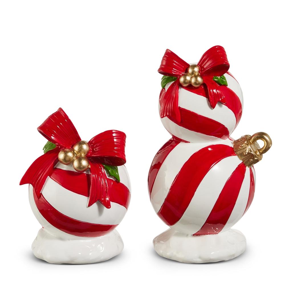 RAZ Imports 7.5" Red and White Stripe Ball Ornament Candle Holder