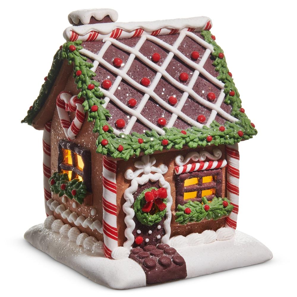 RAZ Imports 7" Lighted Chocolate Frosted Gingerbread House