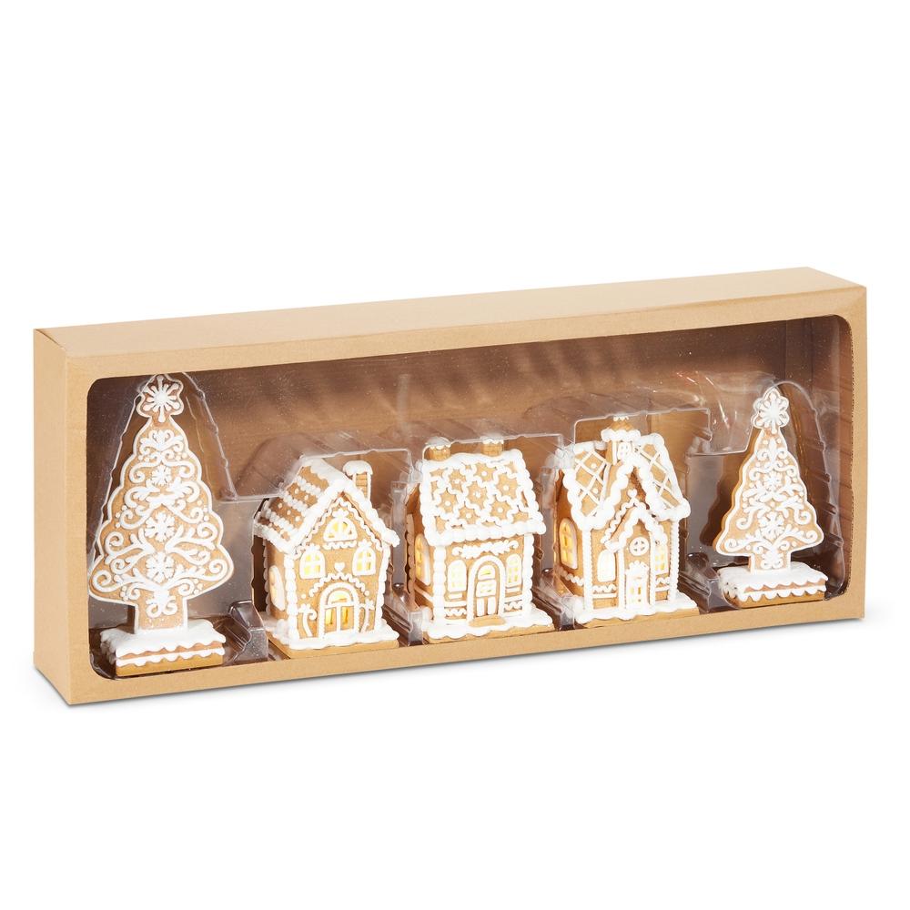 RAZ Imports 8.25" Box of Lighted Gingerbread Houses and Trees