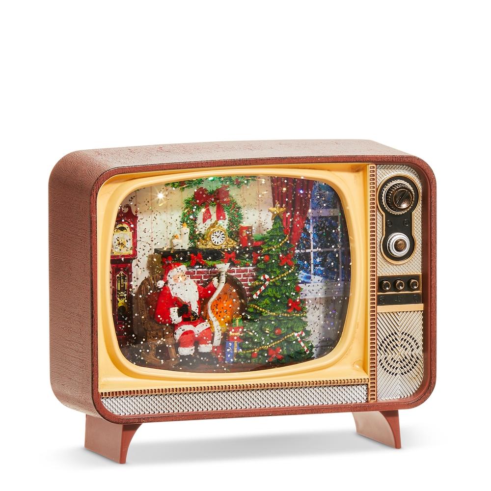 RAZ Imports 8.25" Fireplace Santa Musical Lighted Water TV