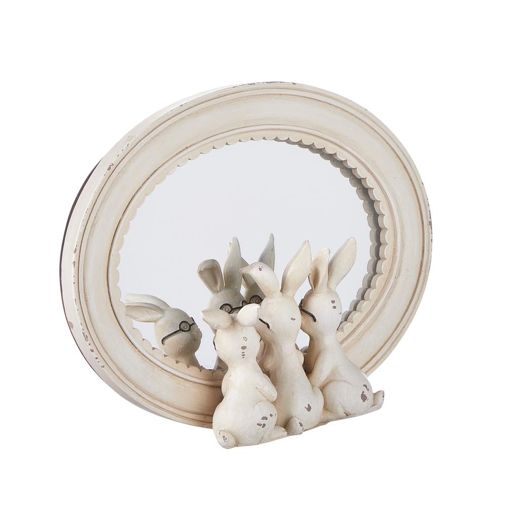 RAZ Imports 8.25" Rabbits with Glasses Mirrored Decor