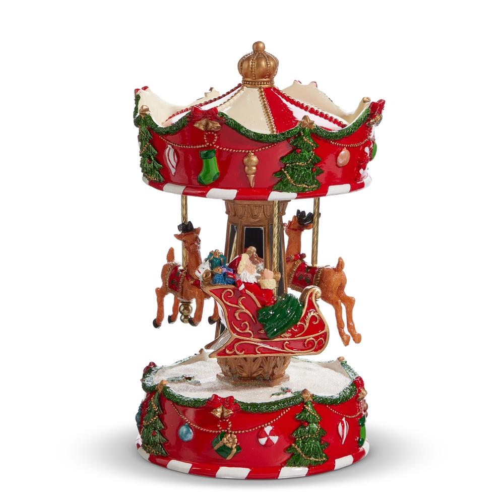 RAZ Imports 8.5" Animated Musical Santa's Sleigh Carousel