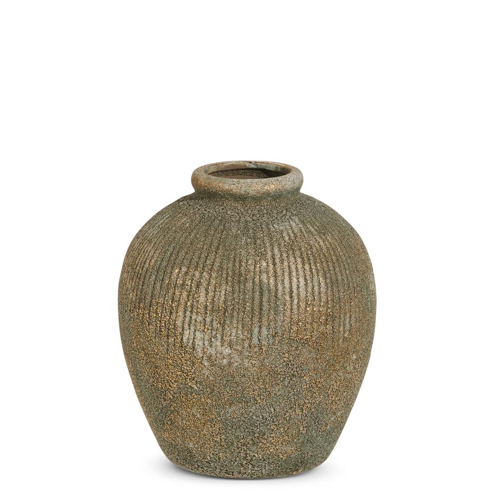 RAZ Imports 8.5" Distressed Gold Concrete Finish Vase