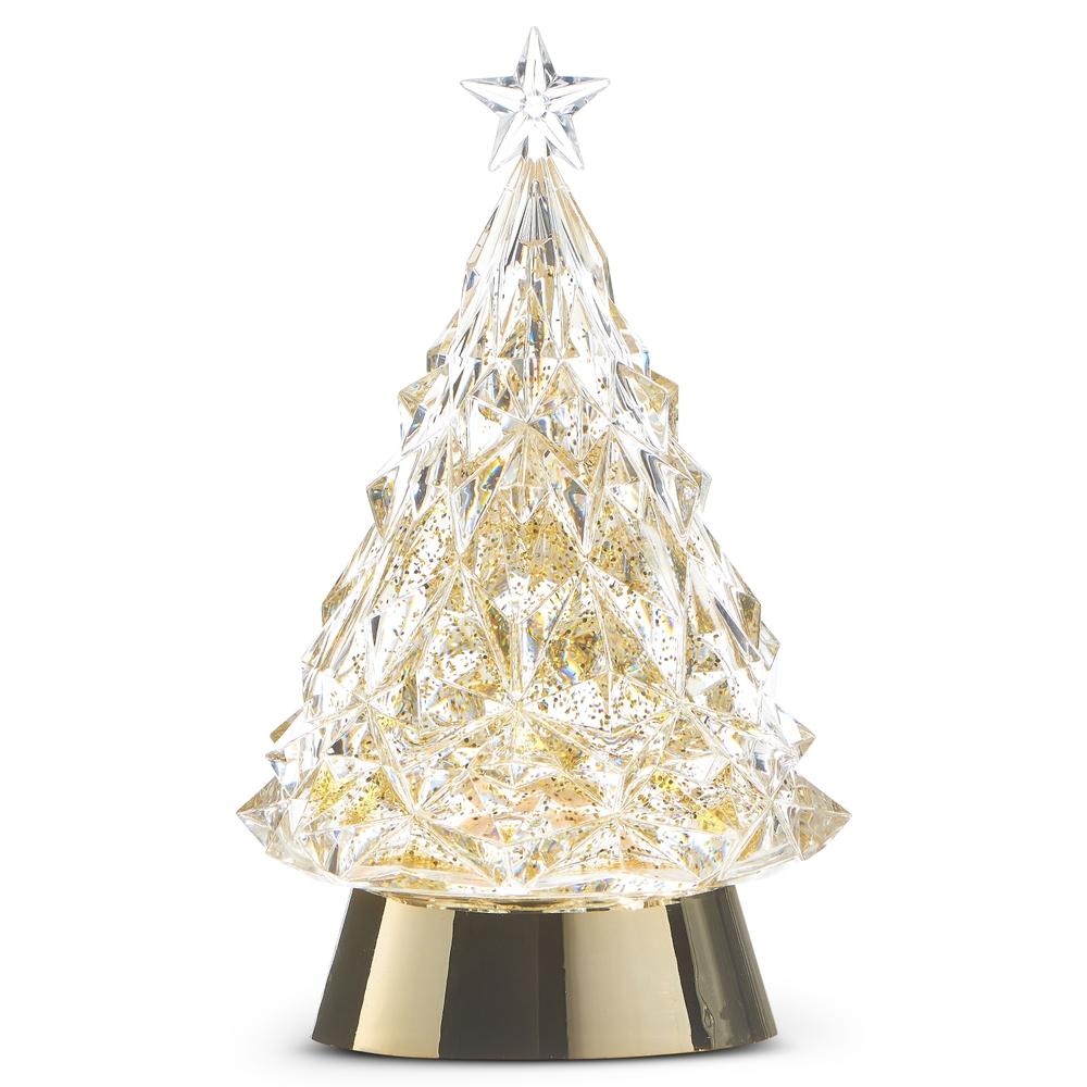RAZ Imports 8.5" Lighted Tree with Gold Swirling Glitter