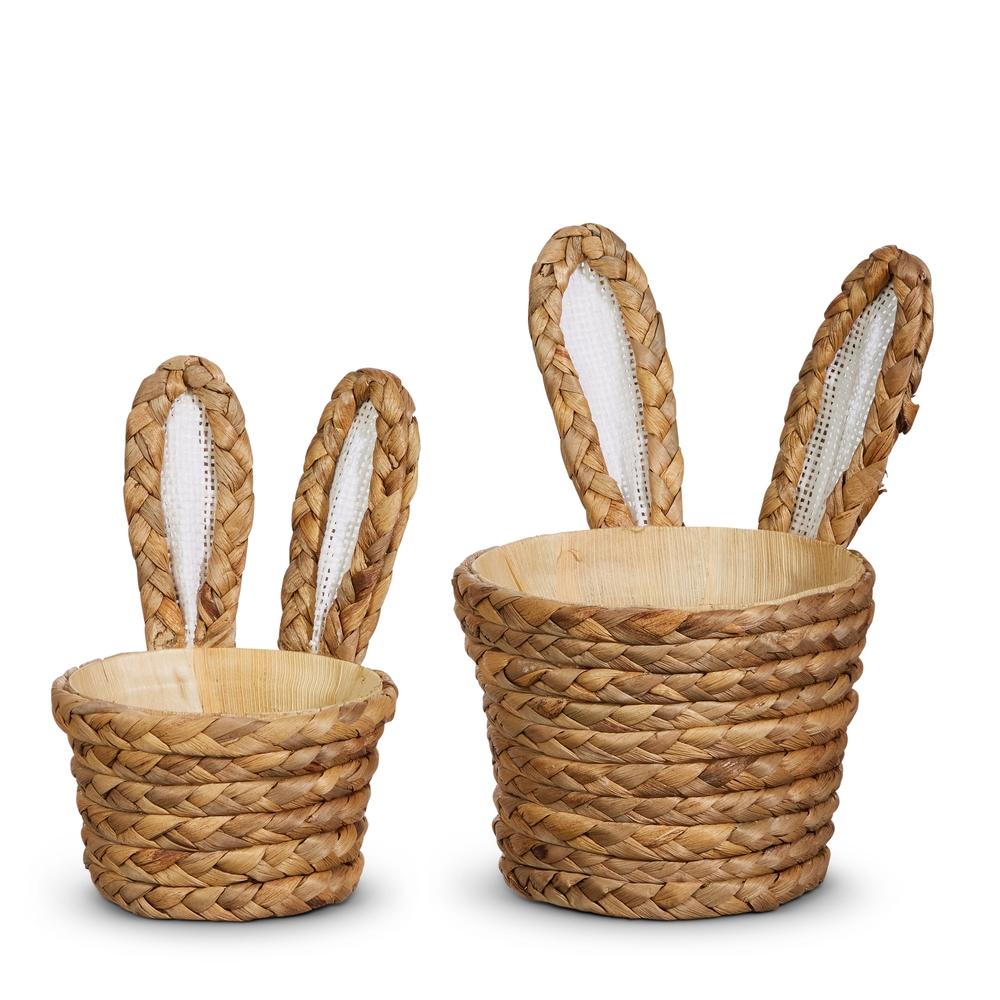 RAZ Imports 8.5" Natural Basketweave Bunny Ear Baskets