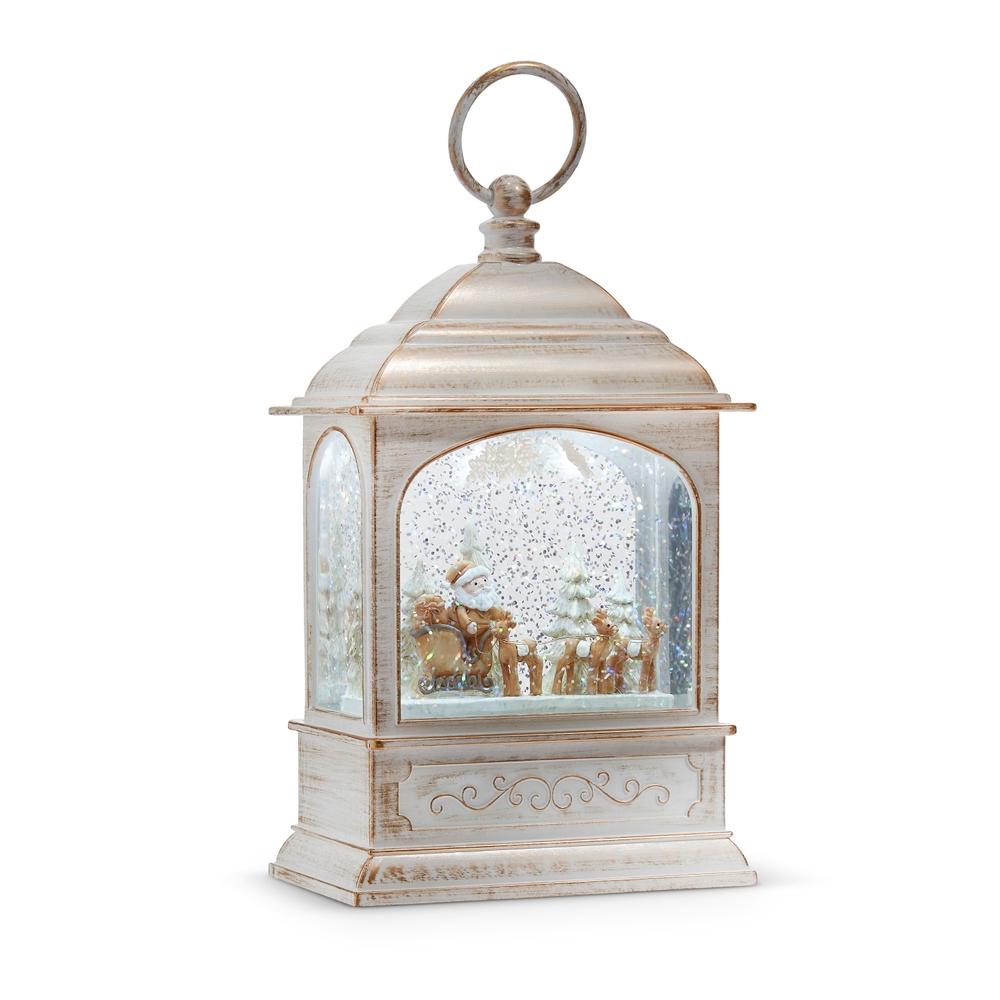 RAZ Imports 8.75" Whimsical Santa and Reindeer Animated Musical Water Lantern