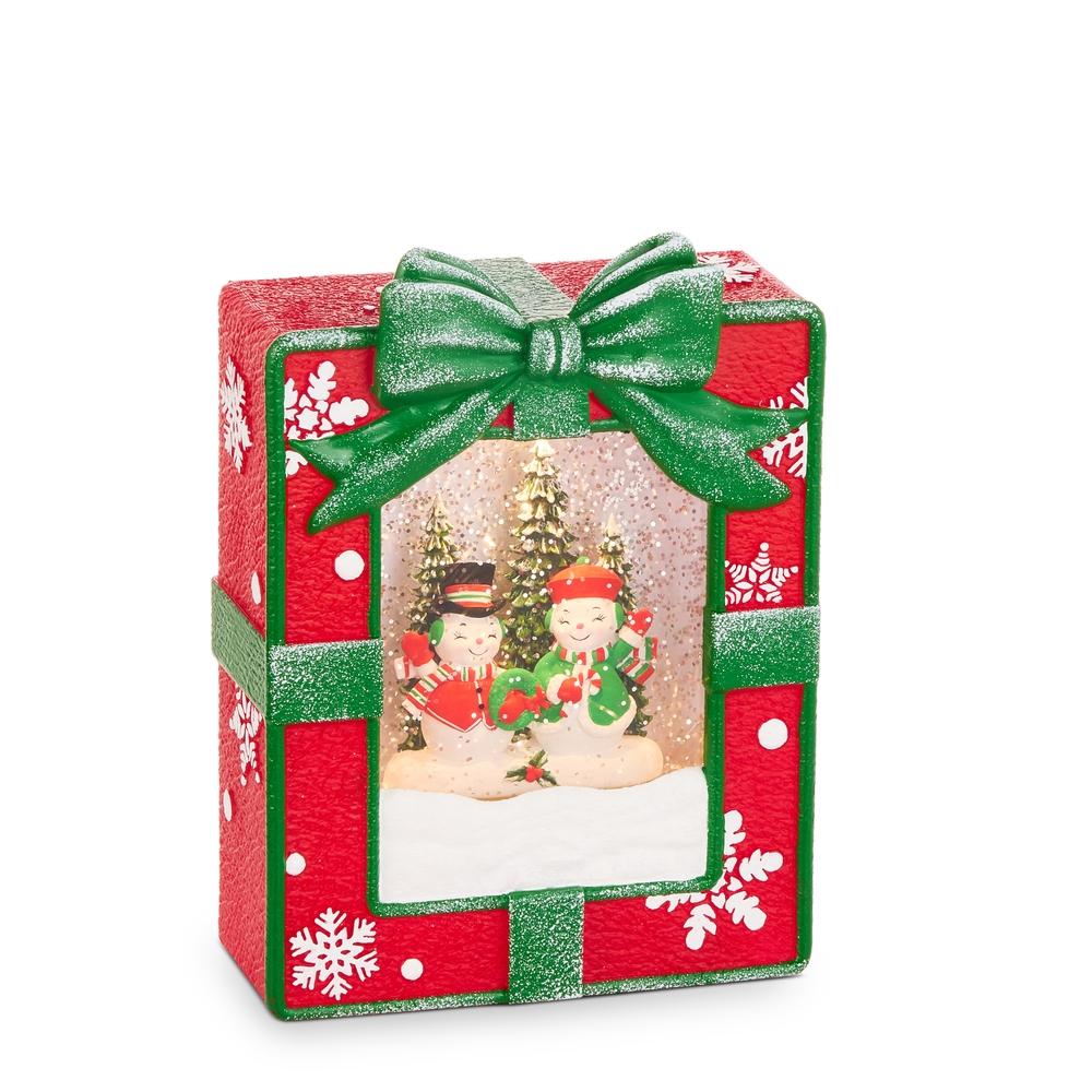 RAZ Imports 8" Great Snowman Adventure Lighted Water Present