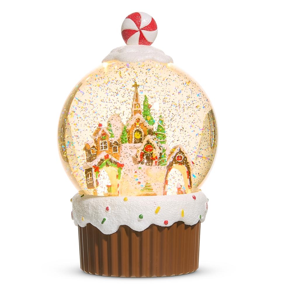 RAZ Imports 9.5" Animated Gingerbread Village Water Globe