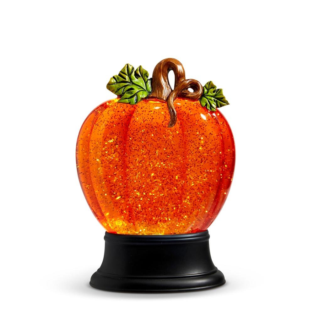 RAZ Imports 9.5" Lighted Flat Swirling Glitter Water Pumpkin
