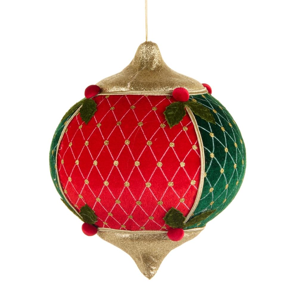 RAZ Imports 9.5" Red and Green Velvet Kismet Ornament