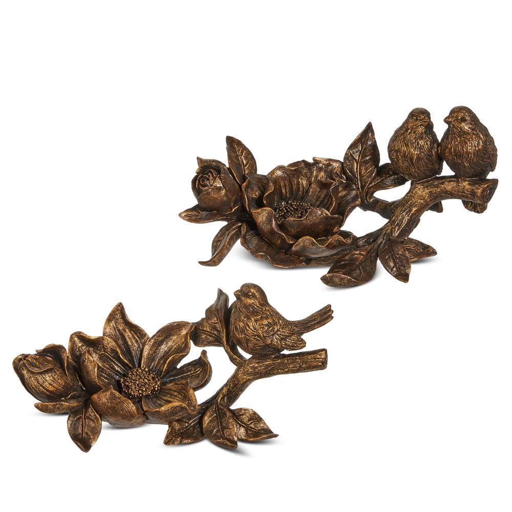 RAZ Imports 9.75" Antique Gold Bird on Blooming Branch