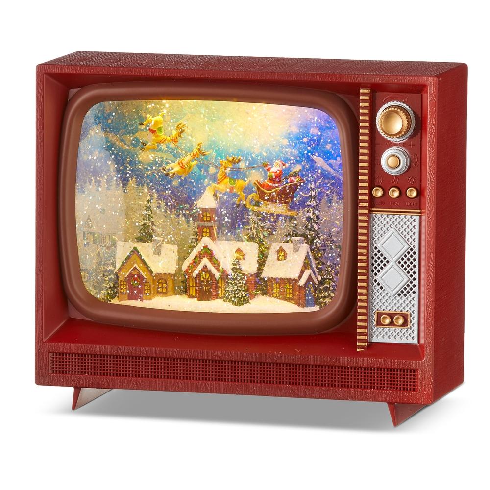 RAZ Imports 9.75" Santa Flying Over Town Musical Lighted Water Tv