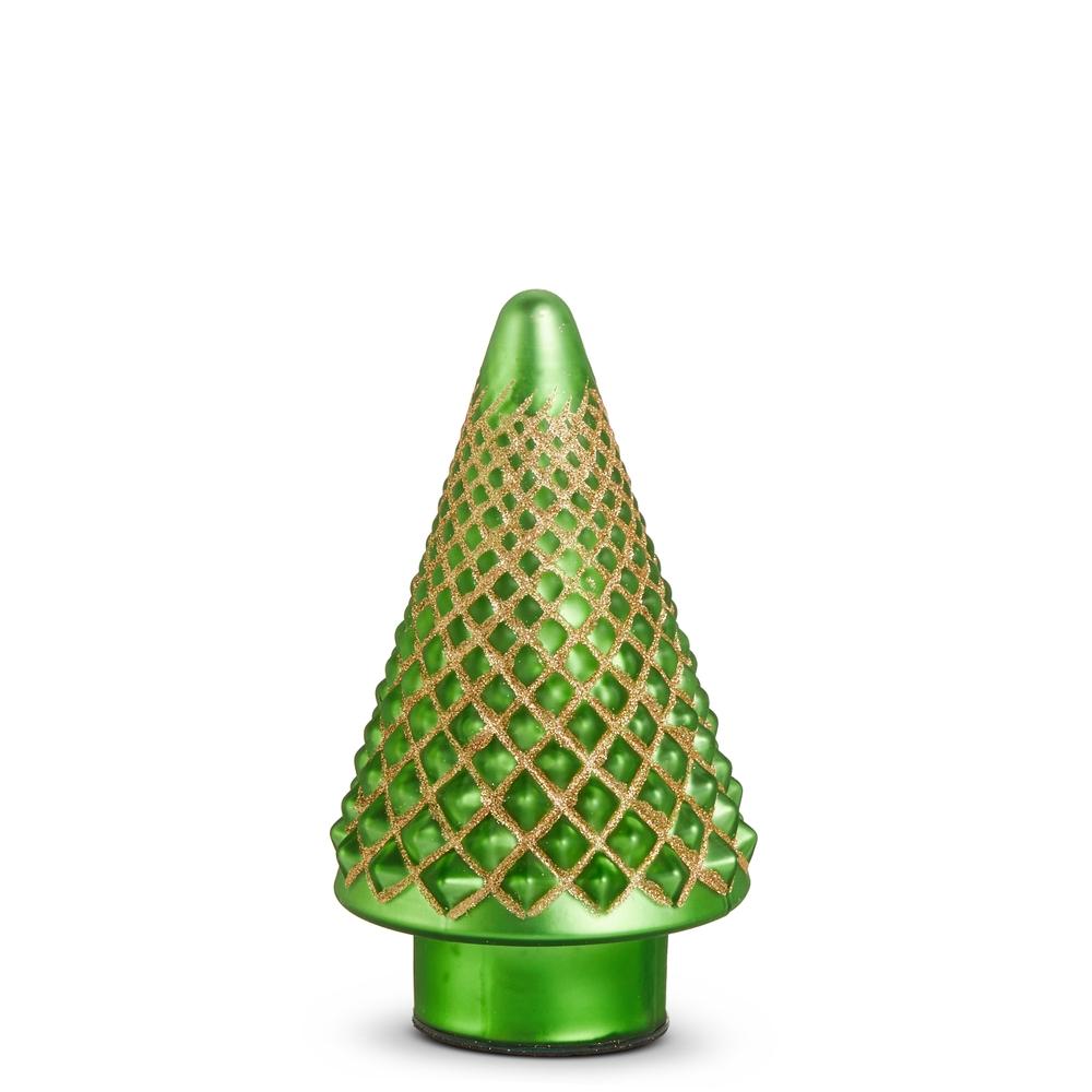 RAZ Imports 9" Green Glitter Diamond Patterened Tree