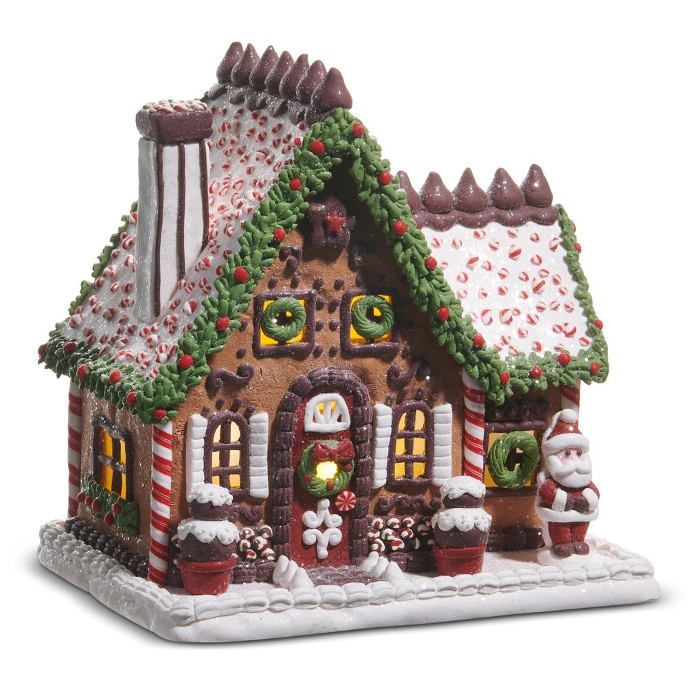 RAZ Imports 9" Lighted Chocolate Frosted Gingerbread House