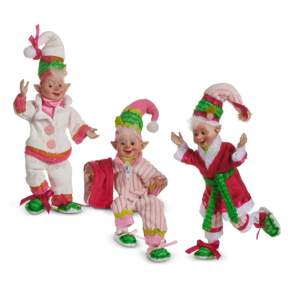 RAZ Imports 9" Neon Noel Pajama Posable Elf Ornament