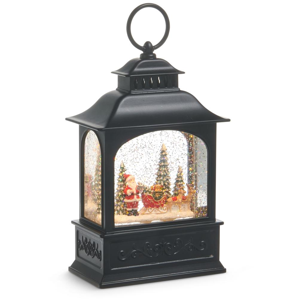 RAZ Imports 9" Santa and Reindeer Musical Lighted Water Lantern