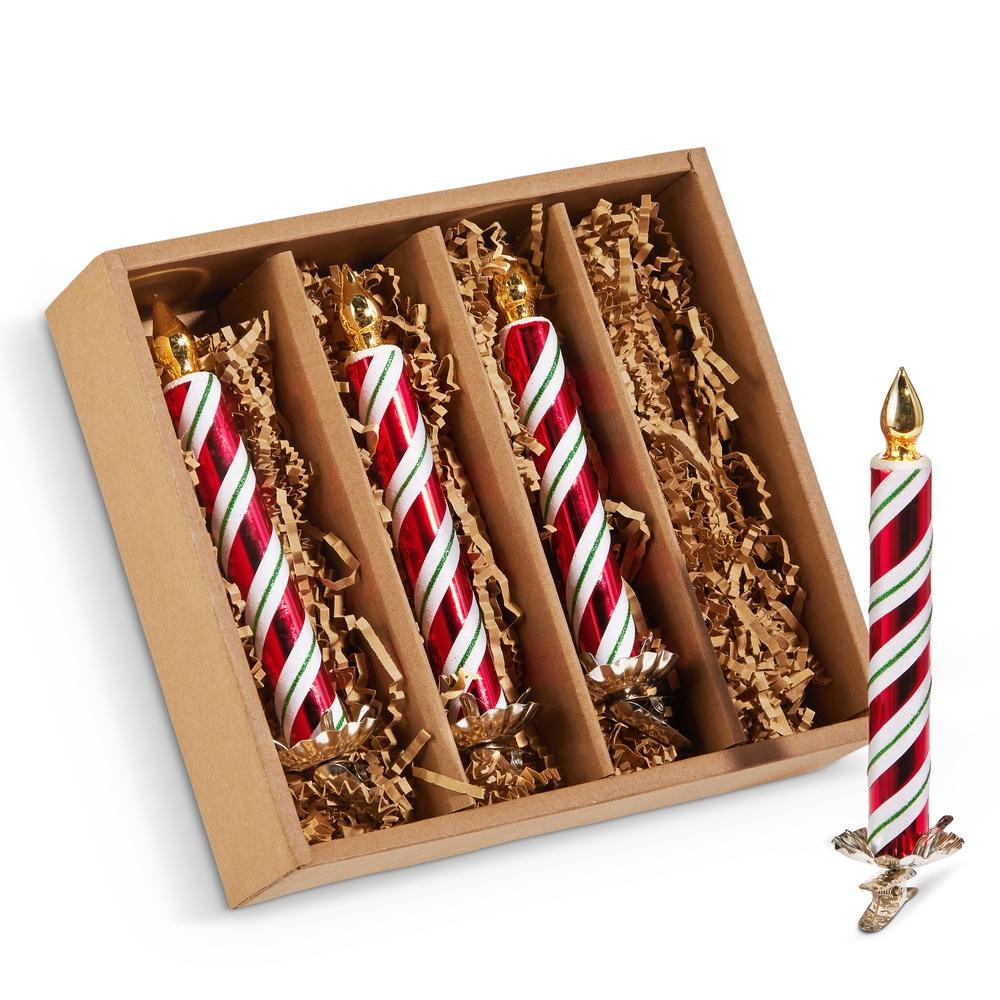 RAZ Imports Box of Red White Clip-On Candle Ornaments