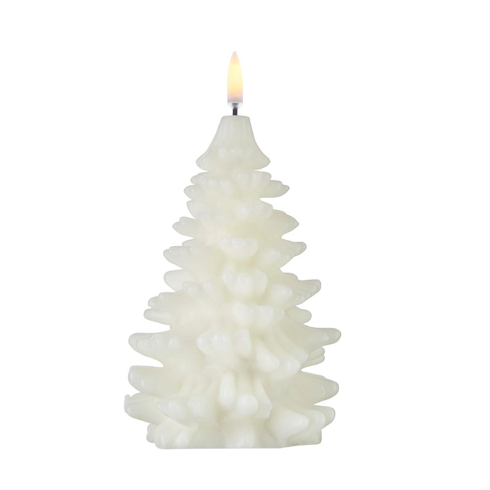 RAZ Imports *DC* 4" x 7" Uyuni White Christmas Tree Candle