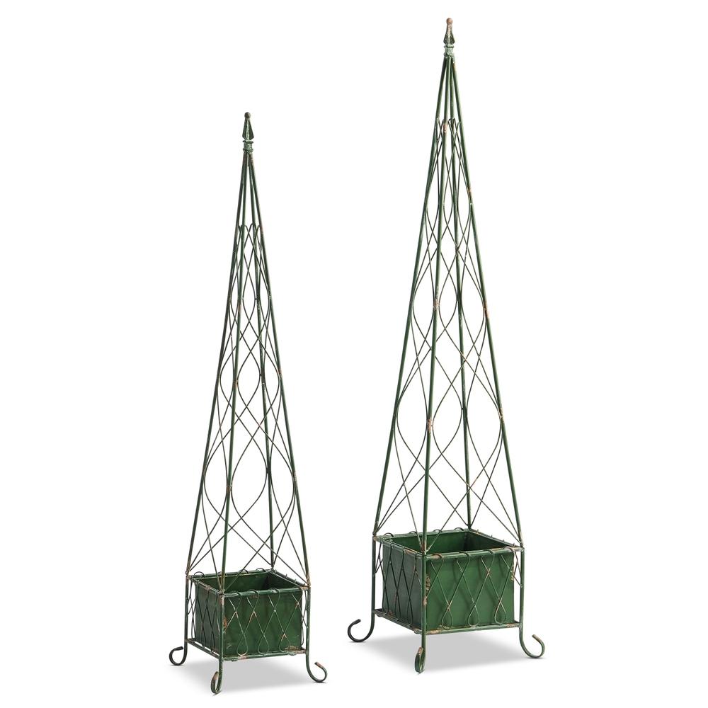 RAZ Imports *DC* 60.5" Distressed Square Garden Obelisks