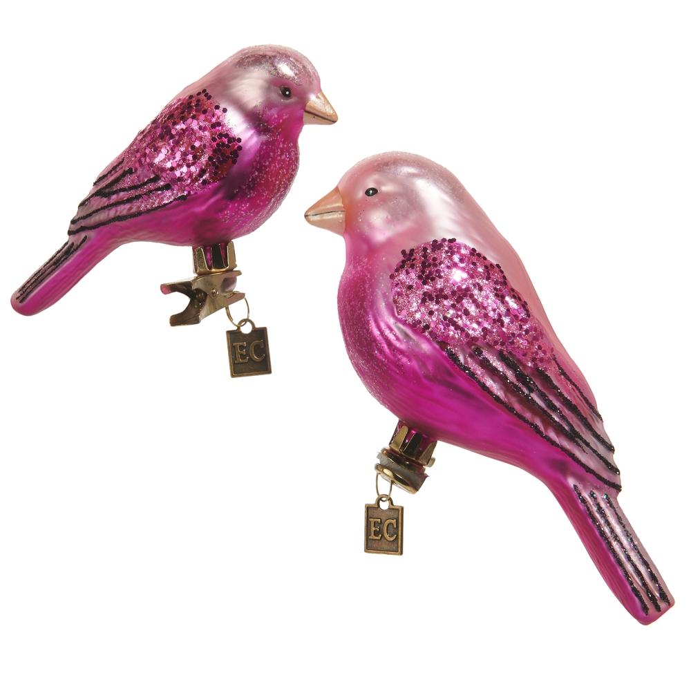 RAZ Imports EC 5.5" Pink Clip-on Fantasy Bird Ornaments