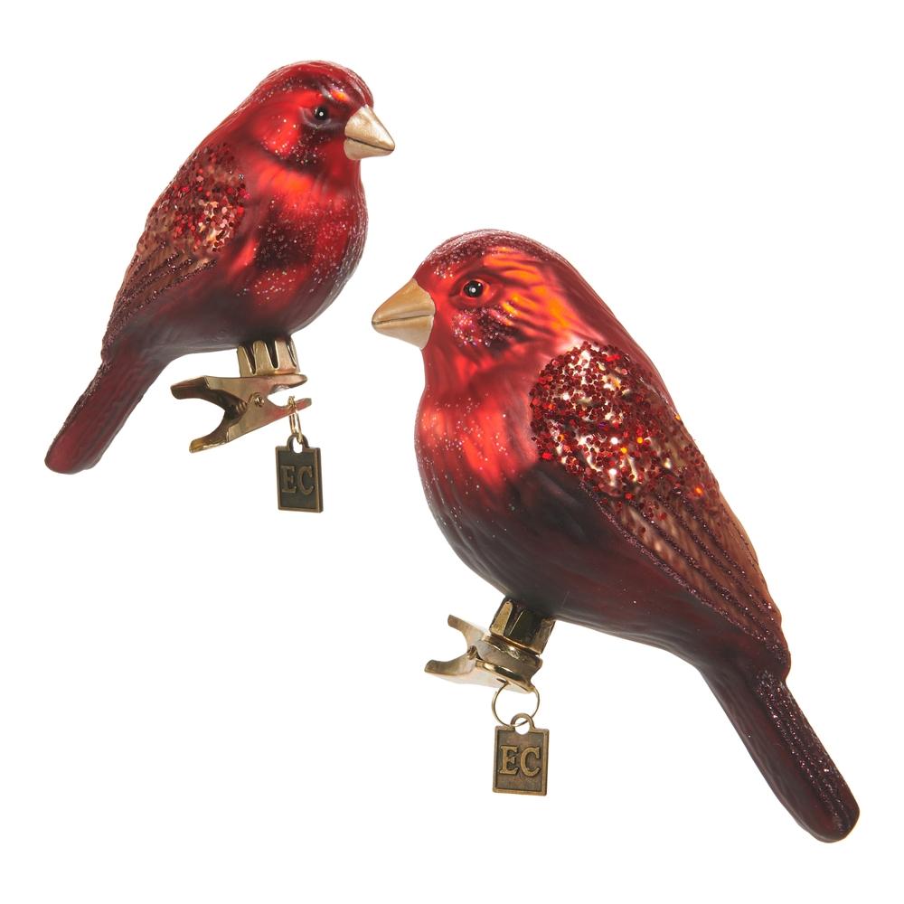 RAZ Imports EC 5.5" Red and Brown Bird Clip-on Ornaments