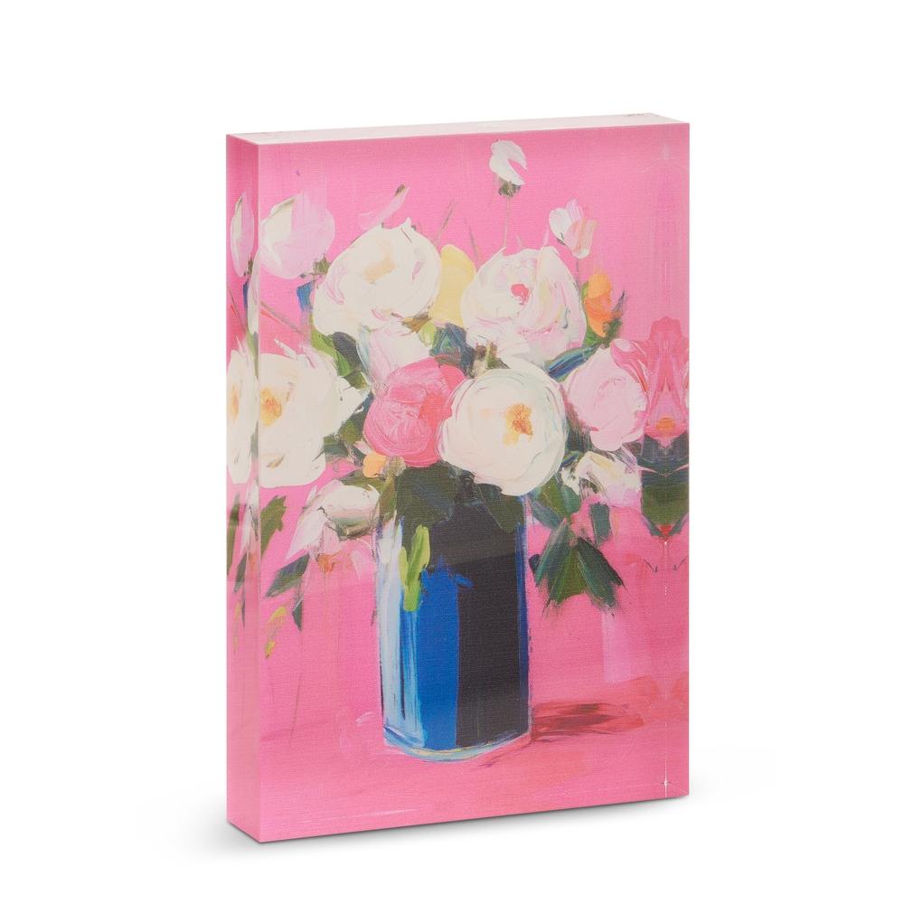 RAZ Imports 10.25" Floral Blush Acrylic Block