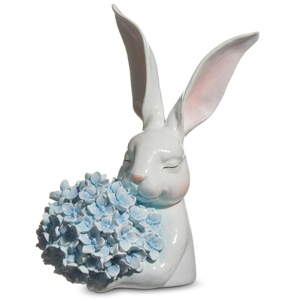 RAZ Imports 10.5" Bunny with Blue Hydrangea