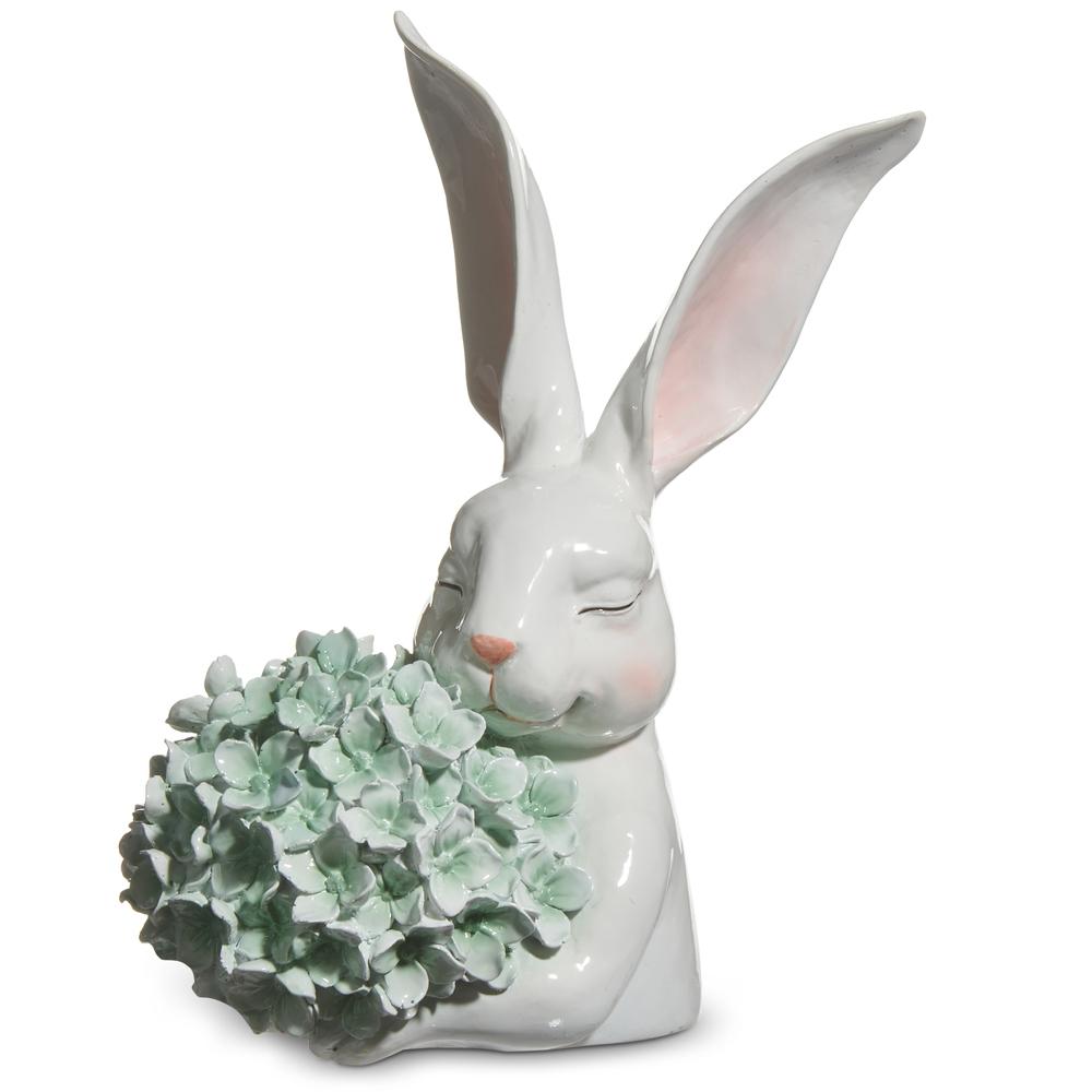 RAZ Imports 10.5" Bunny With Green Hydrangea