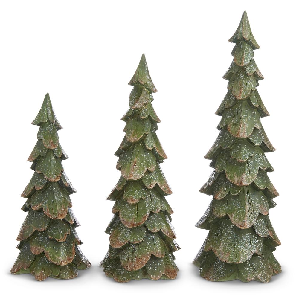 RAZ Imports 10.5" Green Wood Carved Trees