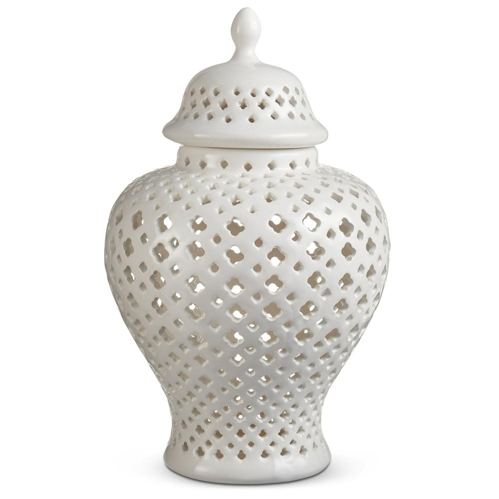 RAZ Imports 10.75" White Lattice Ginger Jar