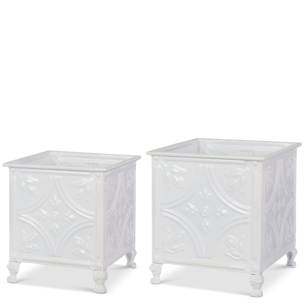 RAZ Imports 10.75" White Tile Planters