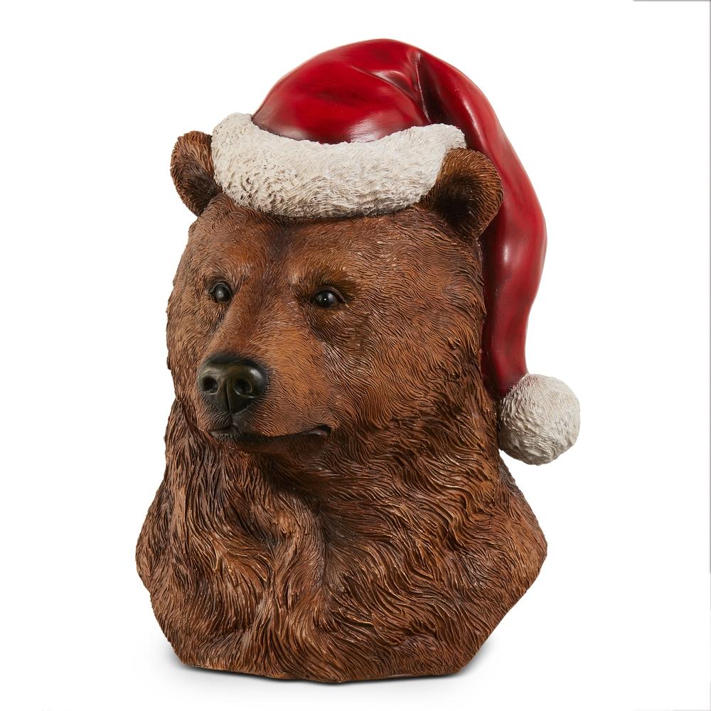 RAZ Imports 10" Bear with Santa Hat Bust