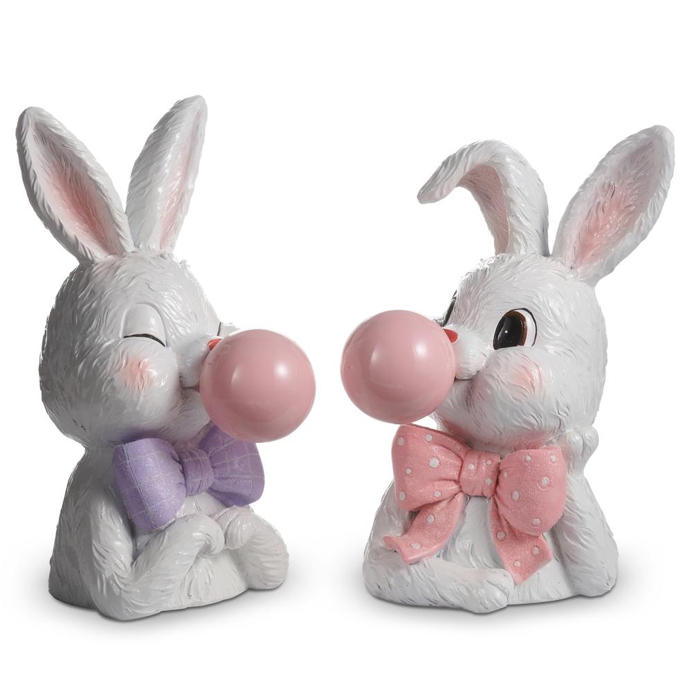 RAZ Imports 10" Bowtie Bunnies Blowing a Bubble