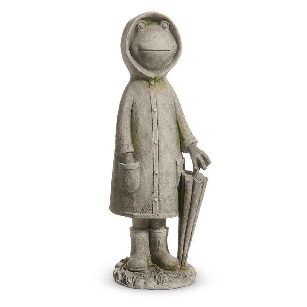 RAZ Imports 10" Concrete Look Frog In Raincoat