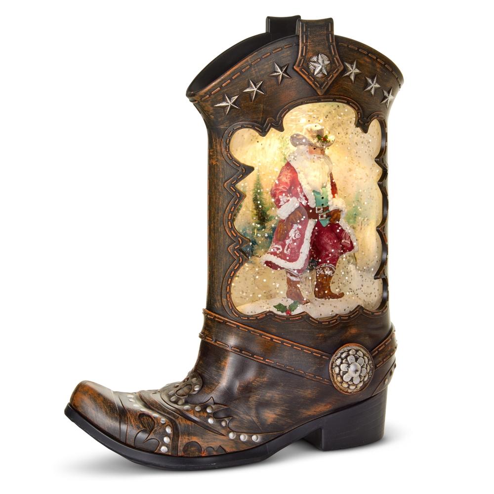 RAZ Imports 10" Cowboy Claus Lighted Water Boot